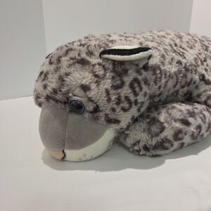 Wild Republic Jumbo Snow Leopard Stuffed Animal Plush White Black Gray 30"